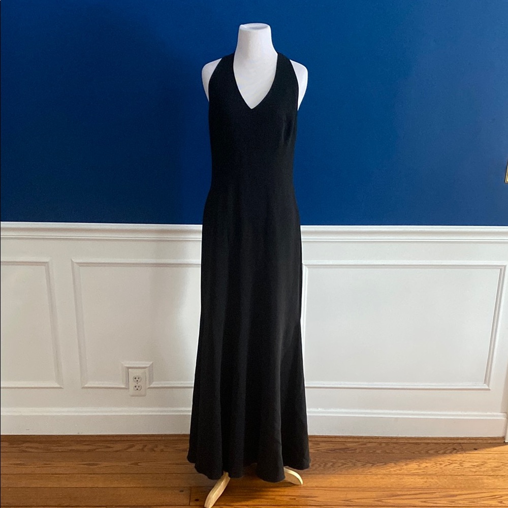 Formal Black Halter Maxi Dress by Theia size 12